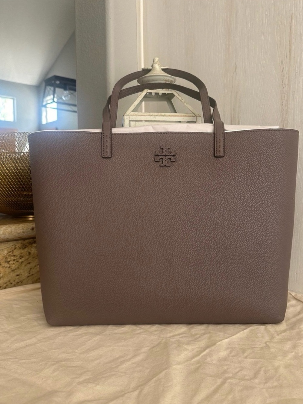 New Tory Burch McGraw Leather Tote Bag